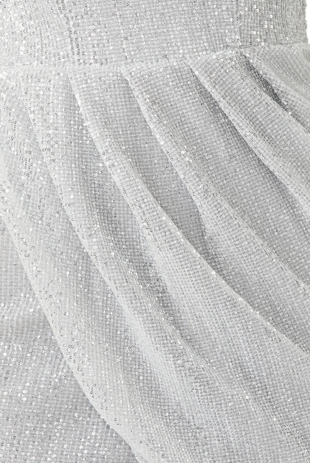 One Shoulder Sequin Cowl Dress